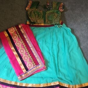 Green and Pink Traditional Dress